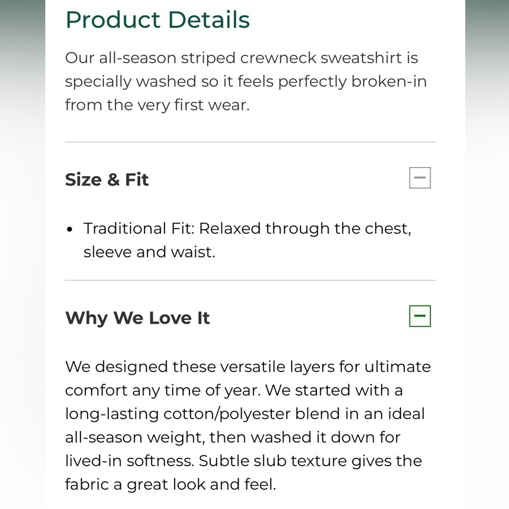 Men’s L.L. Bean Blue 'Lakewashed' Striped Cotton Crewneck Pullover Size Medium - Picture 10 of 11